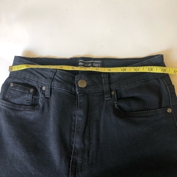 American Bazi Colored Zipper Skinny Fit Frayed Hem Black Jeans Size S - Picture 6 of 12